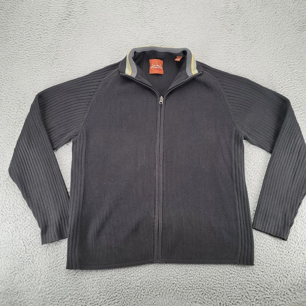 Tommy Bahama‎ Sweater Mens XL Black Ribbed Knit Full Zip Long Sleeve Mock Neck